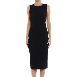 Giorgio Armani Runway Black Embossed Stretch Technical Fabric Sheath Dress,Sz 42